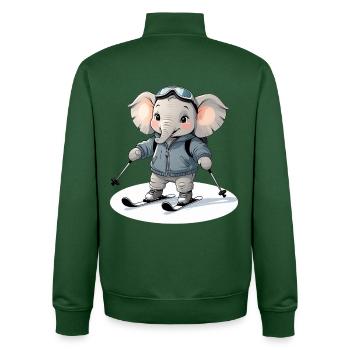 Skifahrender Elefant Hoodie - Unisex Organic Zip Sweatshirt von Stanley/Stella - Flaschengrün - Hinten - AI Model Male 185 dark (185cm)