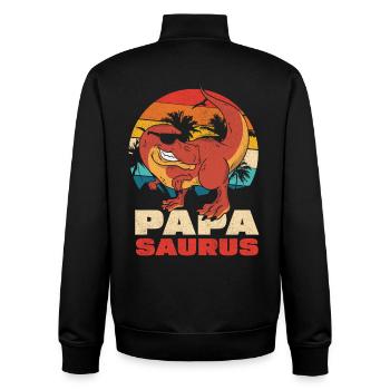 Papasaurus Retro Sunset - Sweat zippé unisexe en coton bio Stanley/Stella - noir - Dos - AI Model Male 185 light (185cm)