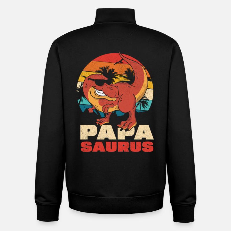 Papasaurus Retro Sunset - Unisex Organic Zip Sweatshirt by Stanley/Stella - black