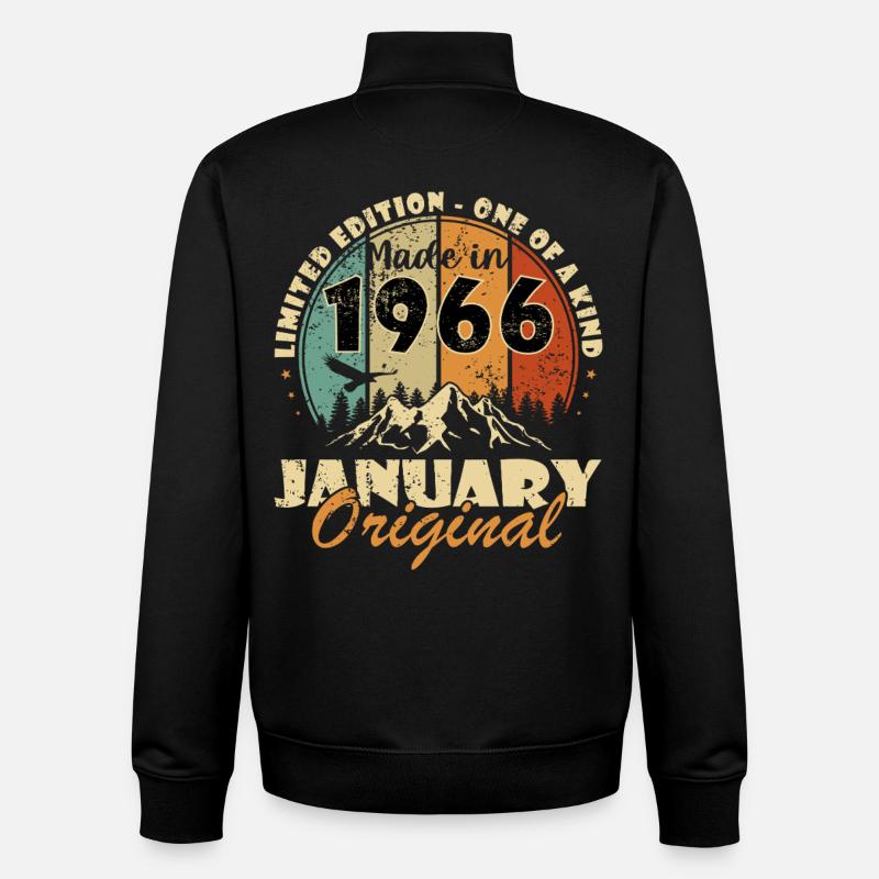 1966 Januar Original - Unisex Organic Zip Sweatshirt von Stanley/Stella - Schwarz
