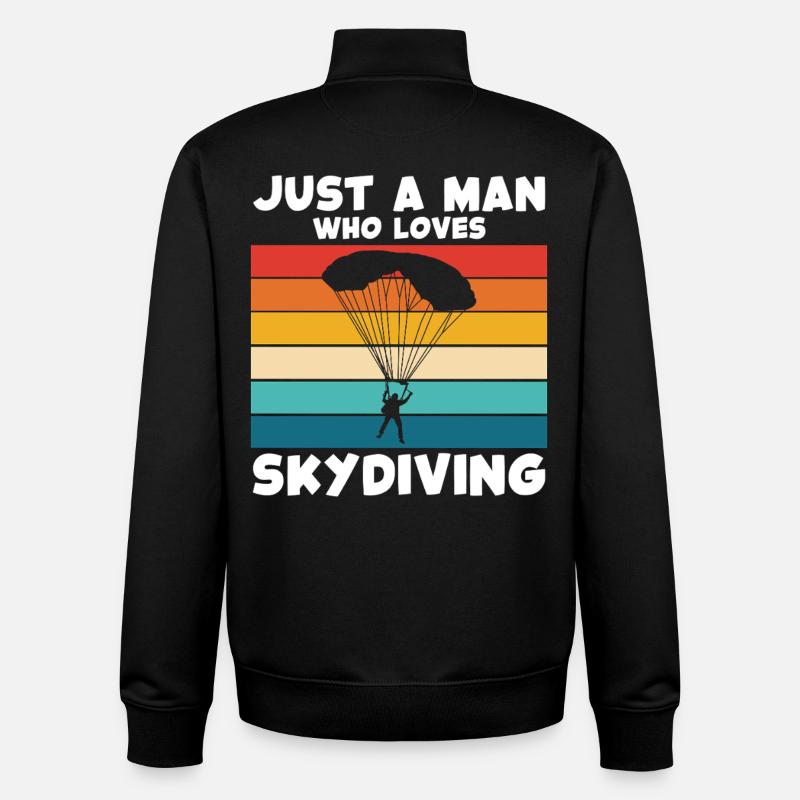 Parachutisme Arc-en-ciel rétro - Sweat zippé unisexe en coton bio Stanley/Stella - noir