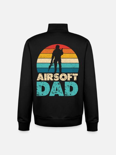 Airsoft Dad Retro Sunset Silhouette - Unisex Organic Zip Sweatshirt by Stanley/Stella - black