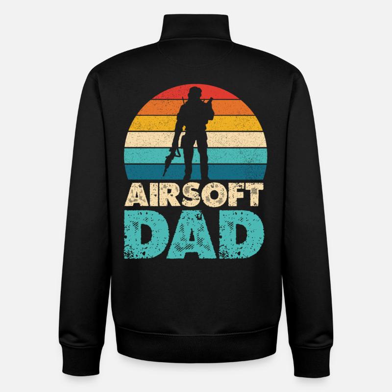 Airsoft Dad Retro Sunset Silhouette - Unisex Organic Zip Sweatshirt von Stanley/Stella - Schwarz