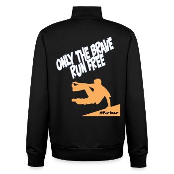 Parkour Only The Brave Run Free - Unisex Organic Zip Sweatshirt by Stanley/Stella - black - Back - AI Model Male 185 light (185cm)