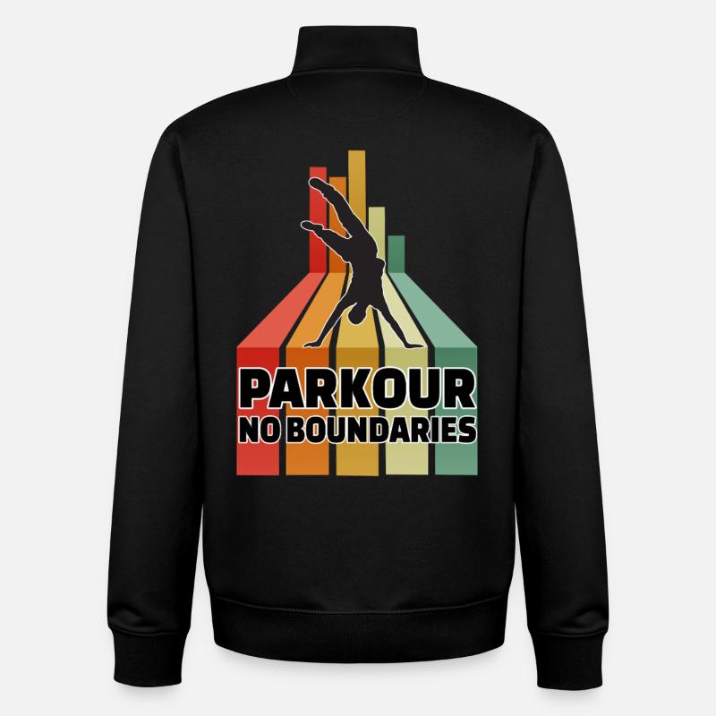 Parkour sans frontières - Sweat zippé unisexe en coton bio Stanley/Stella - noir