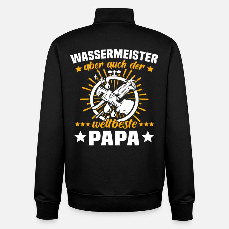 Papa Maître de l’eau - Sweat zippé unisexe en coton bio Stanley/Stella - noir
