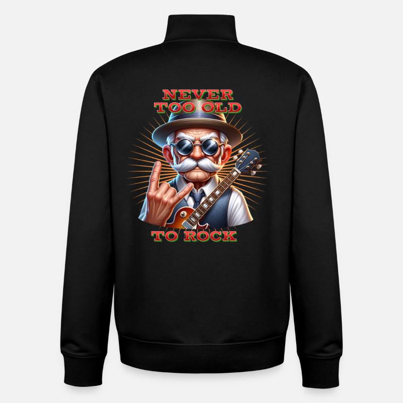 Papa_Rock_N_Roll - Sweat zippé unisexe en coton bio Stanley/Stella - noir