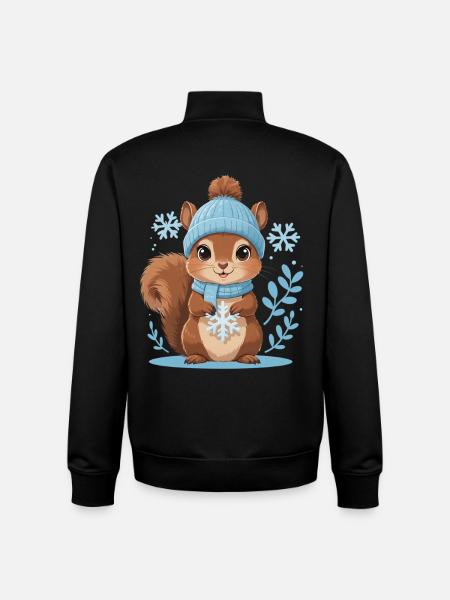 Winter Squirrel Motif - Unisex Organic Zip Sweatshirt by Stanley/Stella - black