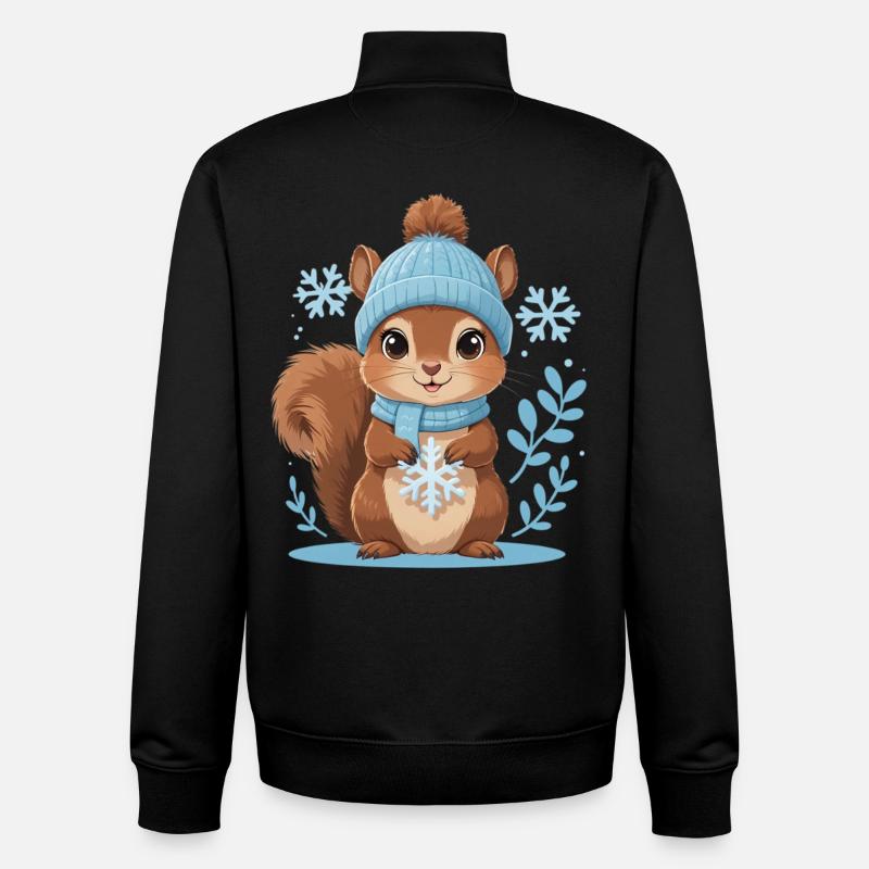 Motif de l’écureuil d’hiver - Sweat zippé unisexe en coton bio Stanley/Stella - noir
