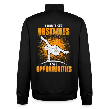Parkour I Don't See Obstacles I See Opportunities - Unisex Organic Zip Sweatshirt by Stanley/Stella - black - Back - AI Model Male 185 light (185cm)