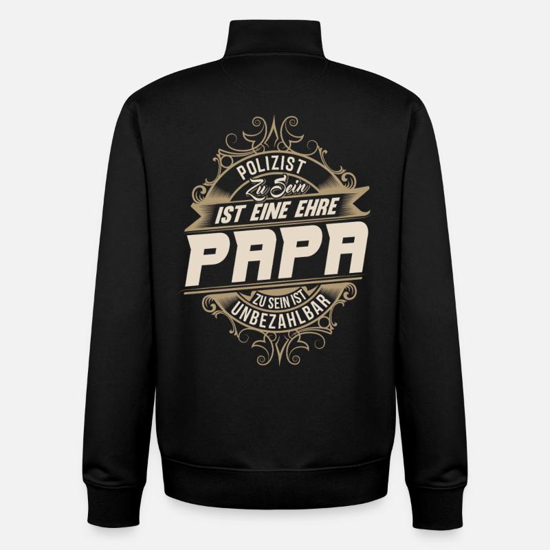 Papa policier - Sweat zippé unisexe en coton bio Stanley/Stella - noir