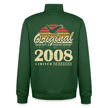 2008 Vintage Born Retro Vintage Birthday - Unisex Organic Zip Sweatshirt by Stanley/Stella - bottle green - Back - AI Model Male 185 dark (185cm)