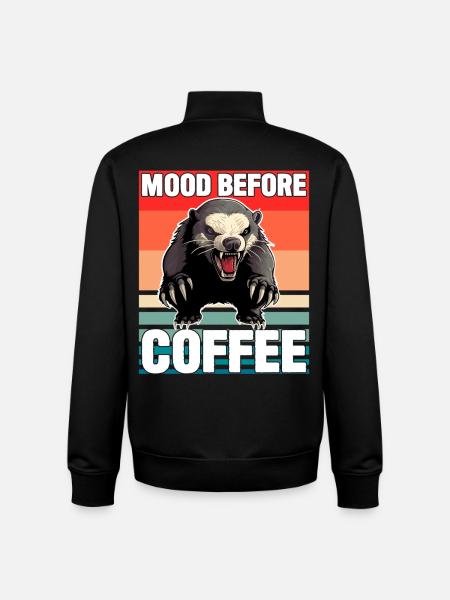 Honey Badger Mood Before Coffee - Unisex Organic Zip Sweatshirt by Stanley/Stella - black