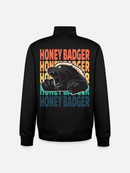 Honey Badger Retro Vintage - Felpa unisex con zip in cotone biologico di Stanley/Stella - nero