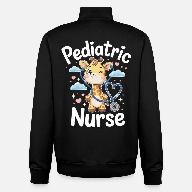 Pediatric giraffe with stethoscope - Unisex Organic Zip Sweatshirt by Stanley/Stella - black
