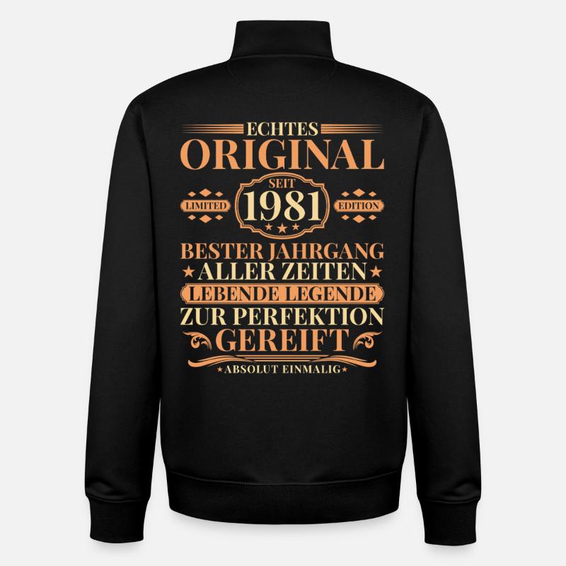 Millésime anniversaire 1981 Millésime né - Sweat zippé unisexe en coton bio Stanley/Stella - noir