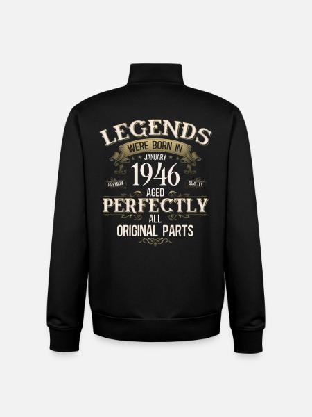 80th Birthday Legend January 1946 - Unisex Organic Zip Sweatshirt by Stanley/Stella - black