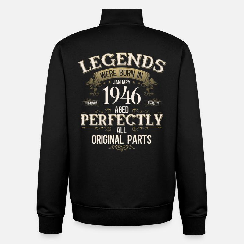 80th Birthday Legend January 1946 - Unisex Organic Zip Sweatshirt by Stanley/Stella - black