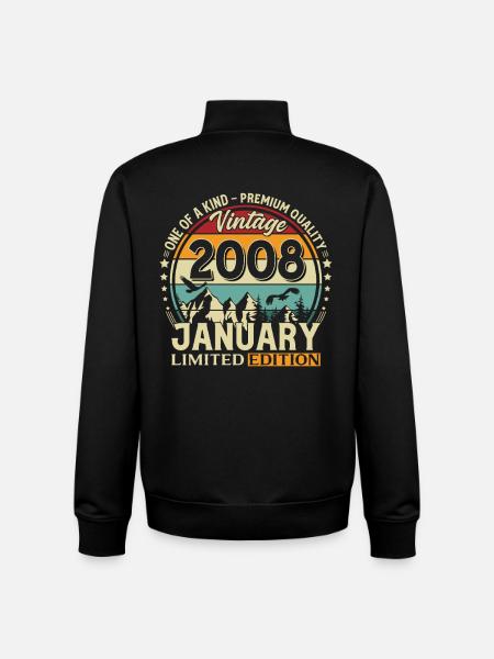 18e anniversaire Millésime de janvier 2008 - Sweat zippé unisexe en coton bio Stanley/Stella - noir