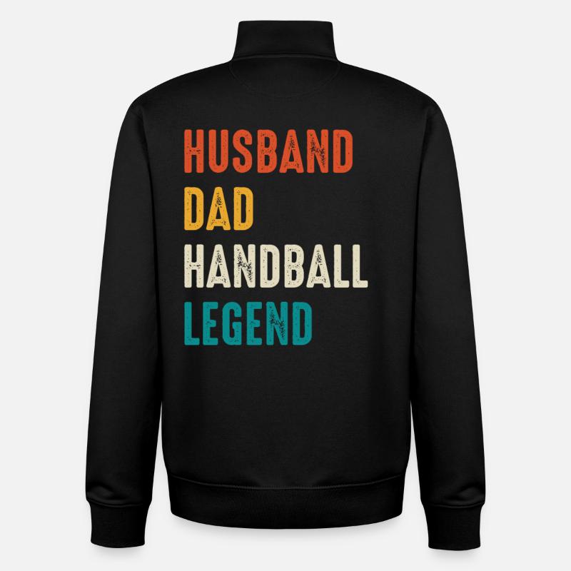 Légende du handball, père, mari - Sweat zippé unisexe en coton bio Stanley/Stella - noir