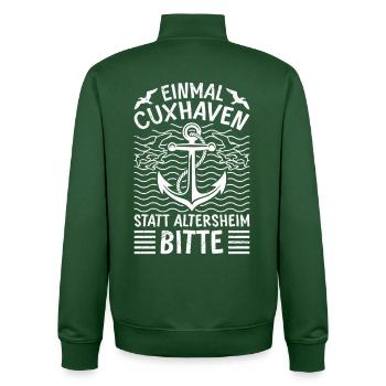 Rentner EINMAL CUXHAVEN STATT ALTERSHEIM Lustig - Unisex Organic Zip Sweatshirt von Stanley/Stella - Flaschengrün - Hinten - AI Model Male 185 dark (185cm)
