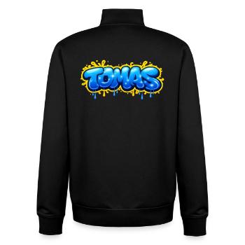 TOMAS GRAFFITI NAME FOR PERFECT GIFT PRINTABLE - Unisex Organic Zip Sweatshirt by Stanley/Stella - black - Back - AI Model Male 185 light (185cm)