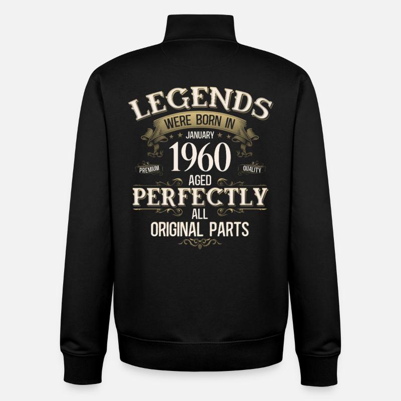 66th Birthday Legend January 1960 - Unisex Organic Zip Sweatshirt by Stanley/Stella - black