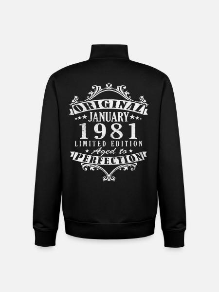 45e anniversaire Original janvier 1981 - Sweat zippé unisexe en coton bio Stanley/Stella - noir