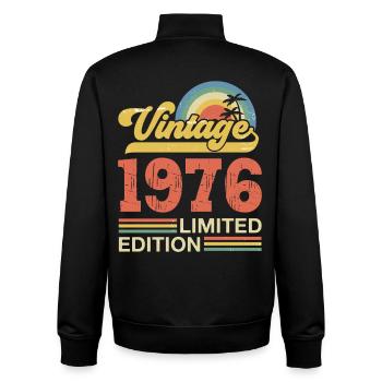 Vintage 1976 Anniversary Gift - Unisex Organic Zip Sweatshirt by Stanley/Stella - black - Back - AI Model Male 185 light (185cm)