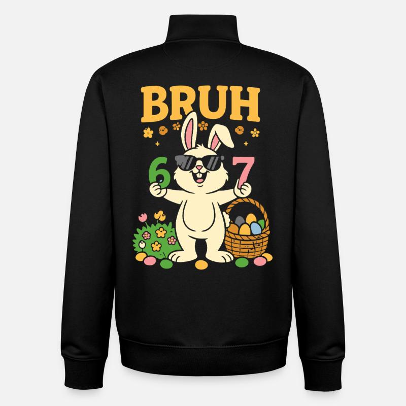 Bruh Cool Easter Bunny 67 - Unisex Organic Zip Sweatshirt by Stanley/Stella - black