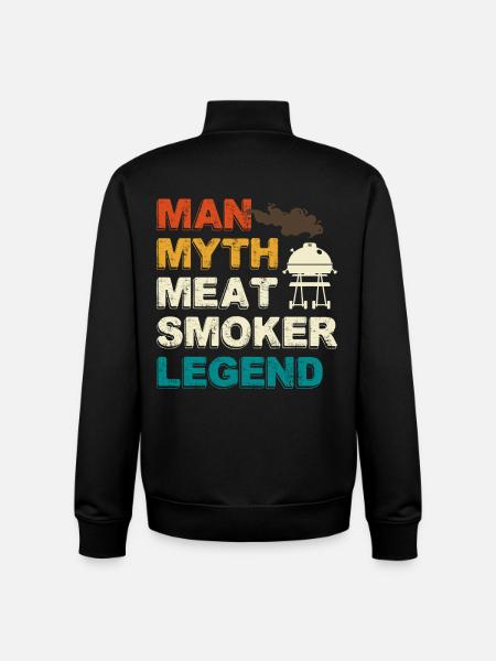 Man Myth Meat Smoker Legend - Unisex Organic Zip Sweatshirt by Stanley/Stella - black