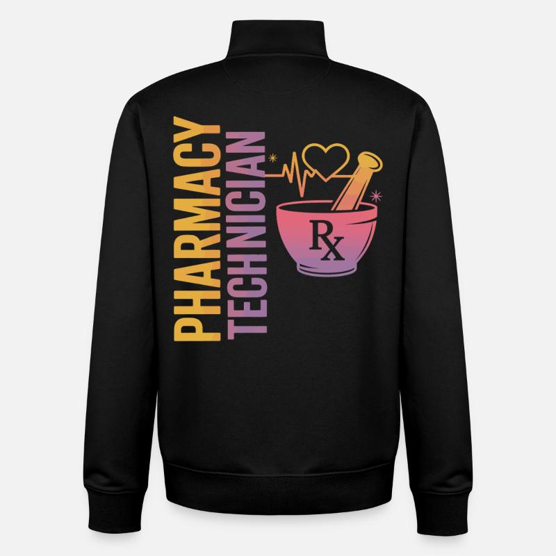 Pharmacy technician illustration - Unisex Organic Zip Sweatshirt by Stanley/Stella - black