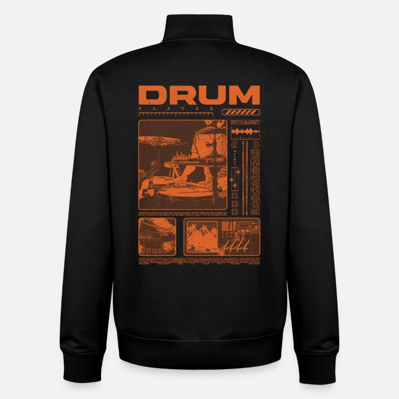 Batteur rock Drumplayer Streetwear - Sweat zippé unisexe en coton bio Stanley/Stella - noir