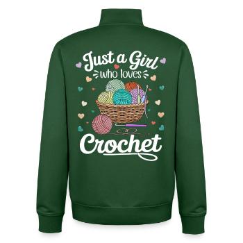 Passionné de crochet coloré et amoureux de la laine - Sweat zippé unisexe en coton bio Stanley/Stella - vert bouteille - Dos - AI Model Male 185 dark (185cm)