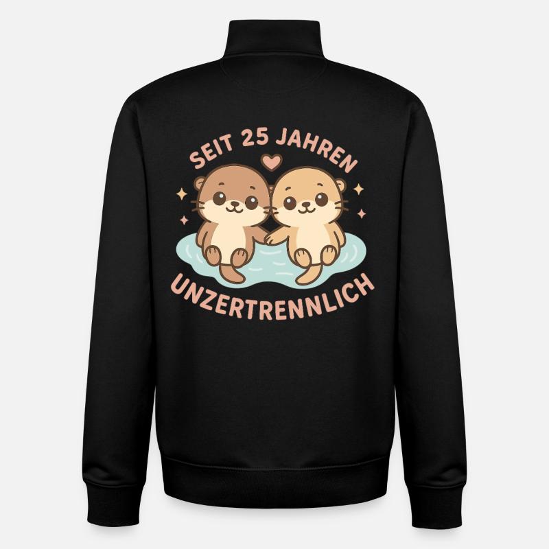 Amour de loutre depuis 25 ans, couple inséparable - Sweat zippé unisexe en coton bio Stanley/Stella - noir