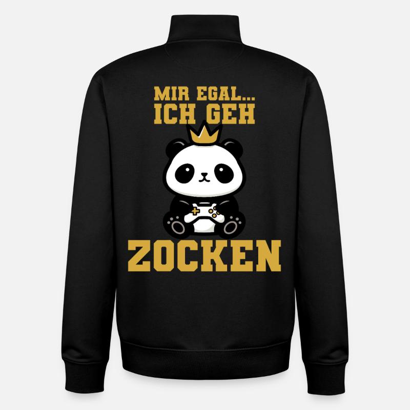 Panda Controller Krone - Unisex Organic Zip Sweatshirt von Stanley/Stella - Schwarz