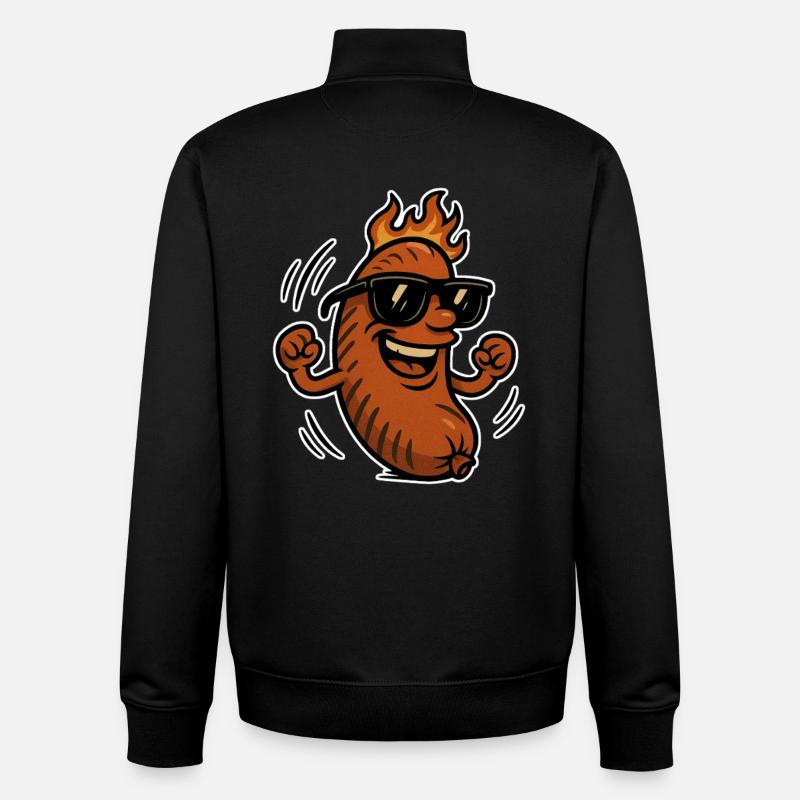 Bratwurst mit Sonnebrille - Unisex Organic Zip Sweatshirt von Stanley/Stella - Schwarz