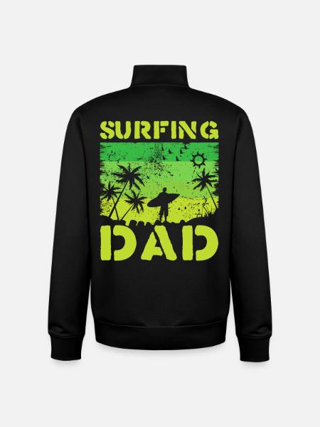 Surfing Dad Retro Green - Unisex Organic Zip Sweatshirt by Stanley/Stella - black