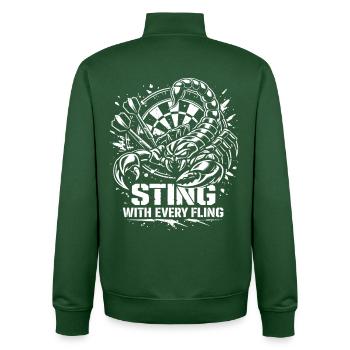 Darts | Sting with Every Fling - Skorpion - Unisex Organic Zip Sweatshirt von Stanley/Stella - Flaschengrün - Hinten - AI Model Male 185 dark (185cm)