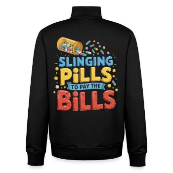 Pillen gegen die Rechnungen - Unisex Organic Zip Sweatshirt von Stanley/Stella - Schwarz - Hinten - AI Model Male 185 light (185cm)
