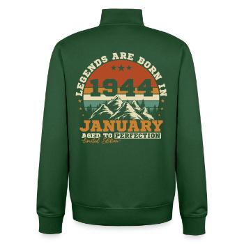 Januar 1944 Vintage-Retro-Geburtstagsgeschenk - Unisex Organic Zip Sweatshirt von Stanley/Stella - Flaschengrün - Hinten - AI Model Male 185 dark (185cm)