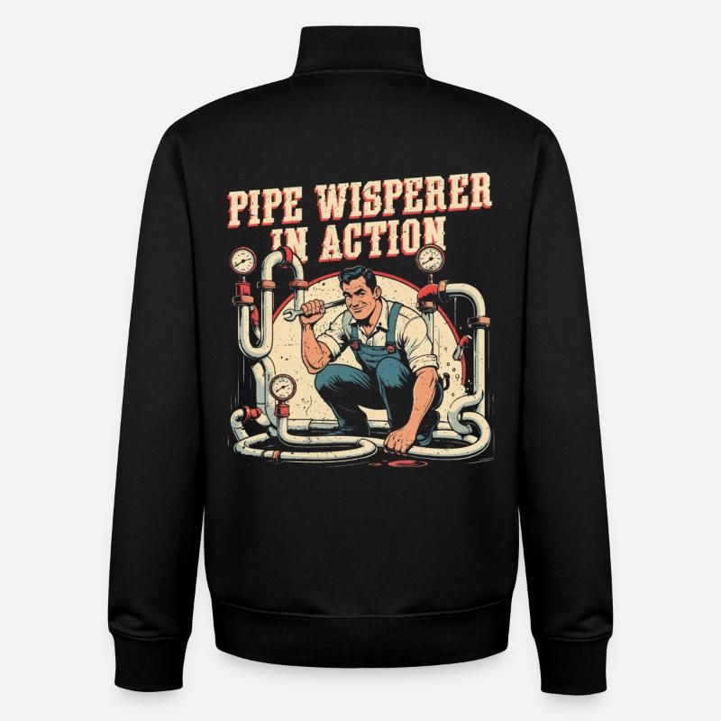 Pipe Layer Pipe Builder Pipe Whisperer - Sweat zippé unisexe en coton bio Stanley/Stella - noir