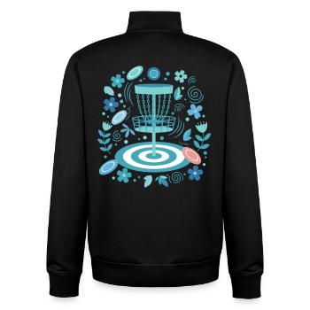 Disc Golf Korb Blumen fliegender Disc Golf Spaß - Unisex Organic Zip Sweatshirt von Stanley/Stella - Schwarz - Hinten - AI Model Male 185 light (185cm)