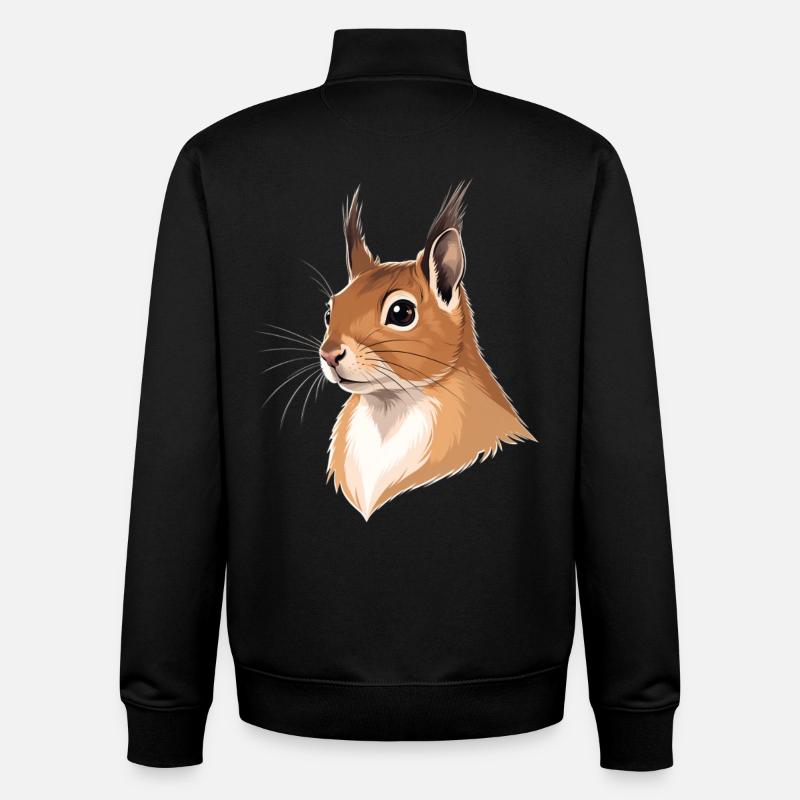 Tête d’écureuil illustrée - Sweat zippé unisexe en coton bio Stanley/Stella - noir