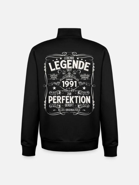 35th Birthday Legend January 1991 - Unisex Organic Zip Sweatshirt by Stanley/Stella - black