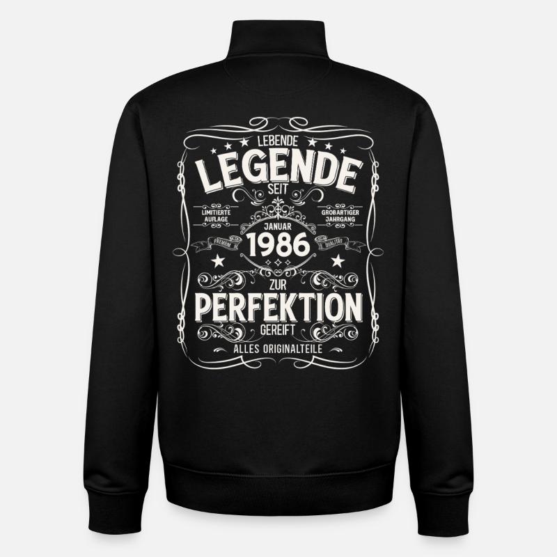 40th Birthday Legend January 1986 - Unisex Organic Zip Sweatshirt by Stanley/Stella - black
