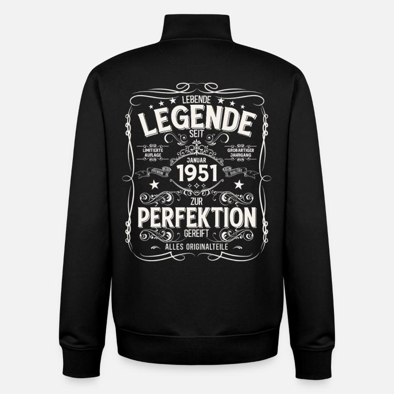 75th Birthday Legend January 1951 - Unisex Organic Zip Sweatshirt by Stanley/Stella - black