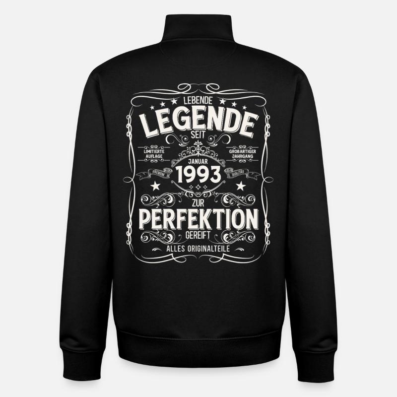 Légende du 33e anniversaire janvier 1993 - Sweat zippé unisexe en coton bio Stanley/Stella - noir