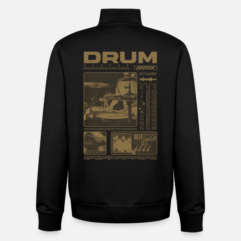 Batteur rock Drumplayer Streetwear - Sweat zippé unisexe en coton bio Stanley/Stella - noir