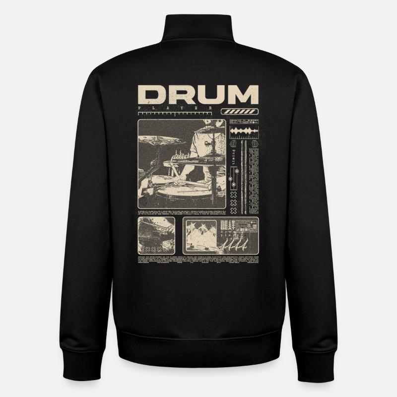 Batteur rock Drumplayer Streetwear - Sweat zippé unisexe en coton bio Stanley/Stella - noir